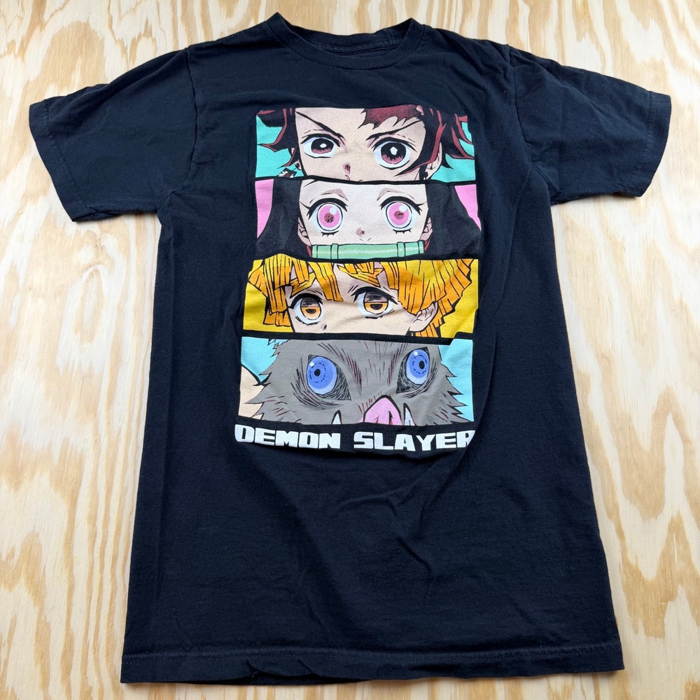 Demon Slayer Kimetsu no Yaiba Graphic T-Shirt Black Mens Small Anime Characters